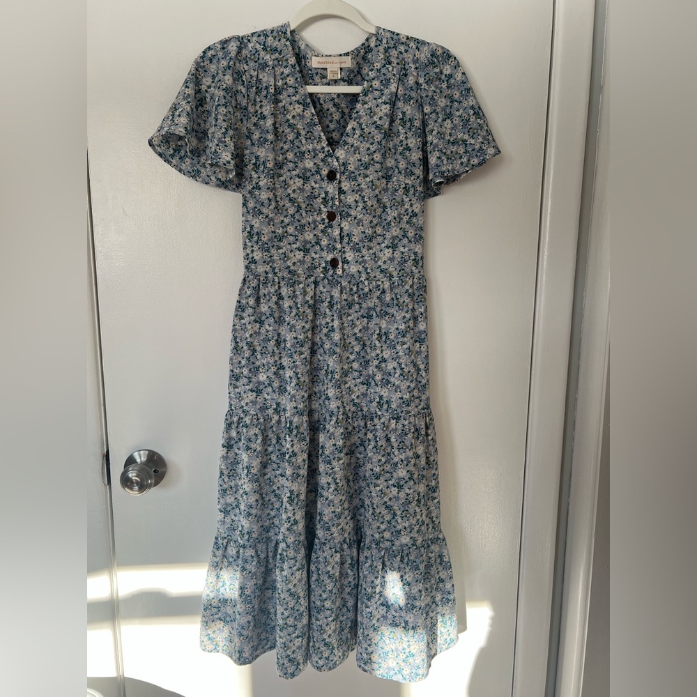 Monteau Blue Floral Midi Dress